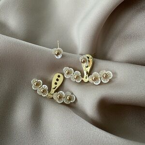 【Camellia】Stylish Camellia Opal Floral Earrings (S925 Silver, Gold-Plated)